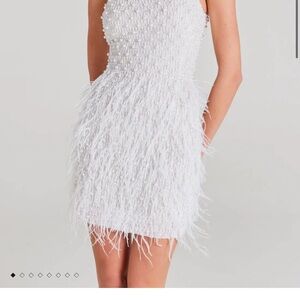 NADINE MERABI Carrie White - Pearl/ Feather Dress